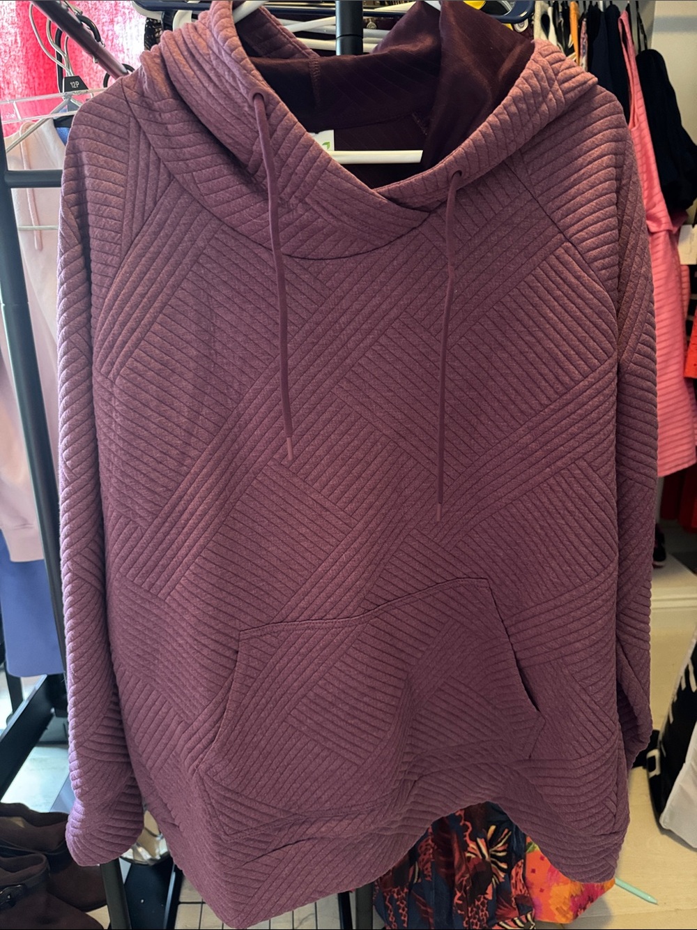 GreenTea Quilted Hooded Pullover Sweatshirt
